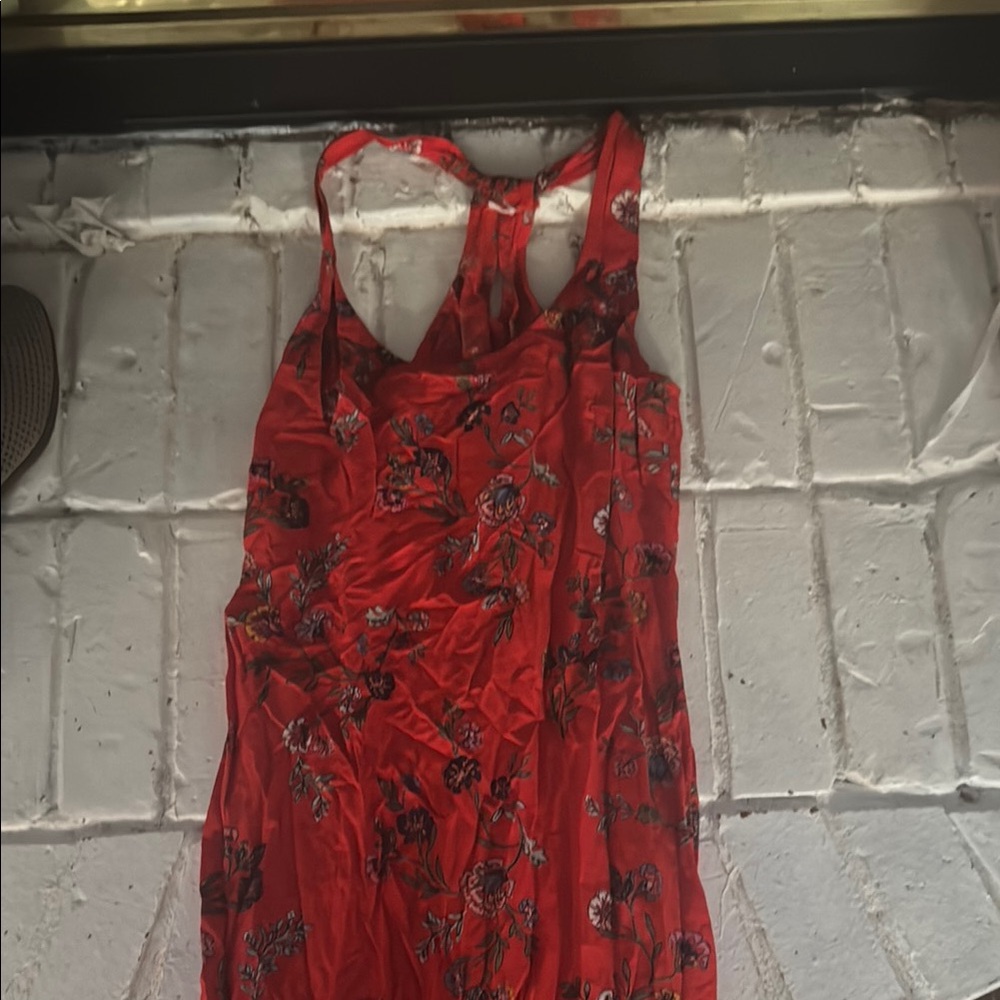 Chic Backless Red Floral Dress